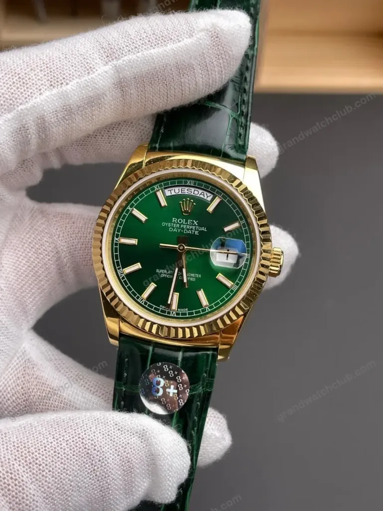 Super Clone Rolex Day-Date 36 Green Dial 118138 Leather Strap – Swiss SuperClone - photo 1