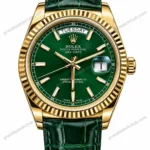 Super Clone Rolex Day-Date 36 Green Dial 118138 Leather Strap – Swiss SuperClone