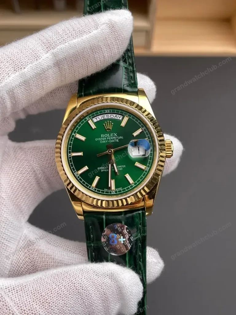 Super Clone Rolex Day-Date 36 Green Dial 118138 Leather Strap – Swiss SuperClone - photo 2