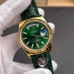 Super Clone Rolex Day-Date 36 Green Dial 118138 Leather Strap – Swiss SuperClone - photo 3