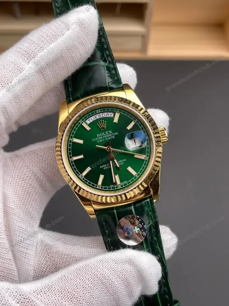 Super Clone Rolex Day-Date 36 Green Dial 118138 Leather Strap – Swiss SuperClone - photo 3