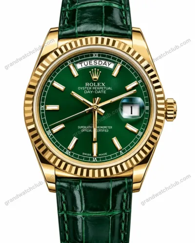Super Clone Rolex Day-Date 36 Green Dial 118138 Leather Strap – Swiss SuperClone