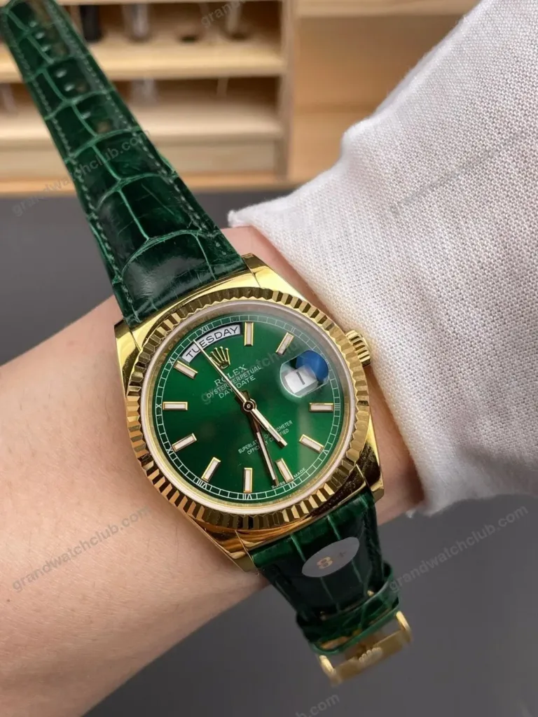 Super Clone Rolex Day-Date 36 Green Dial 118138 Leather Strap – Swiss SuperClone - photo 9