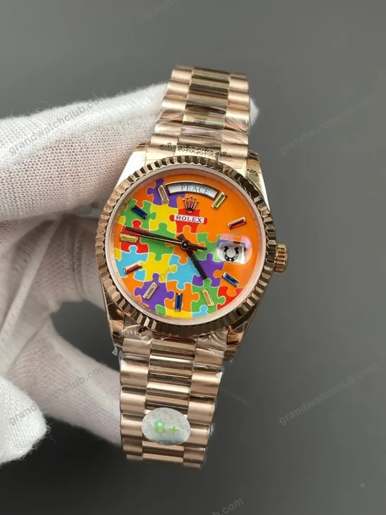 Super Clone Rolex Day-Date 36 Puzzle Dial Everose Gold 128235 President – Swiss SuperClone - photo 1