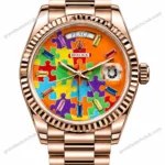 Super Clone Rolex Day-Date 36 Puzzle Dial Everose Gold 128235 President – Swiss SuperClone