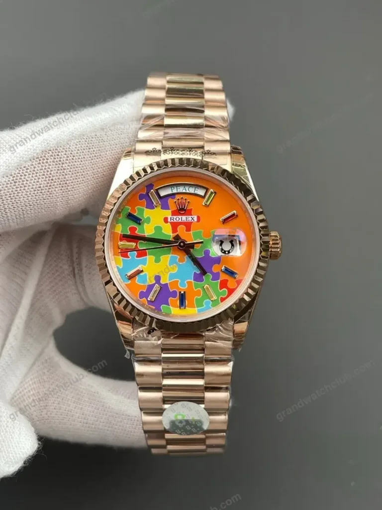 Super Clone Rolex Day-Date 36 Puzzle Dial Everose Gold 128235 President – Swiss SuperClone - photo 2