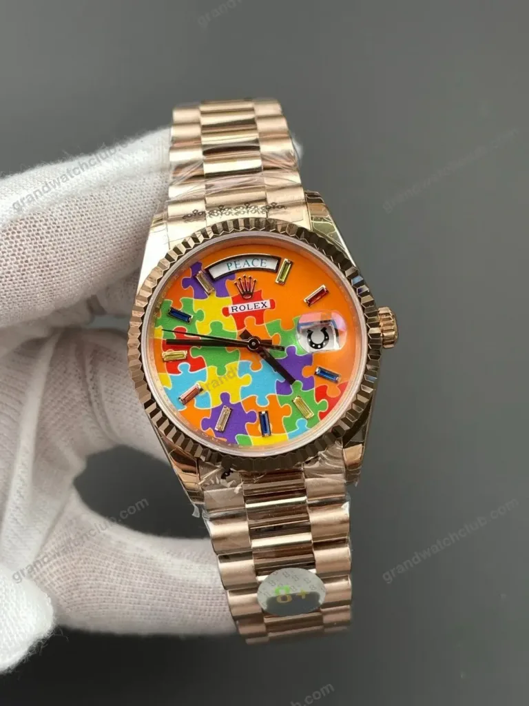 Super Clone Rolex Day-Date 36 Puzzle Dial Everose Gold 128235 President – Swiss SuperClone - photo 3