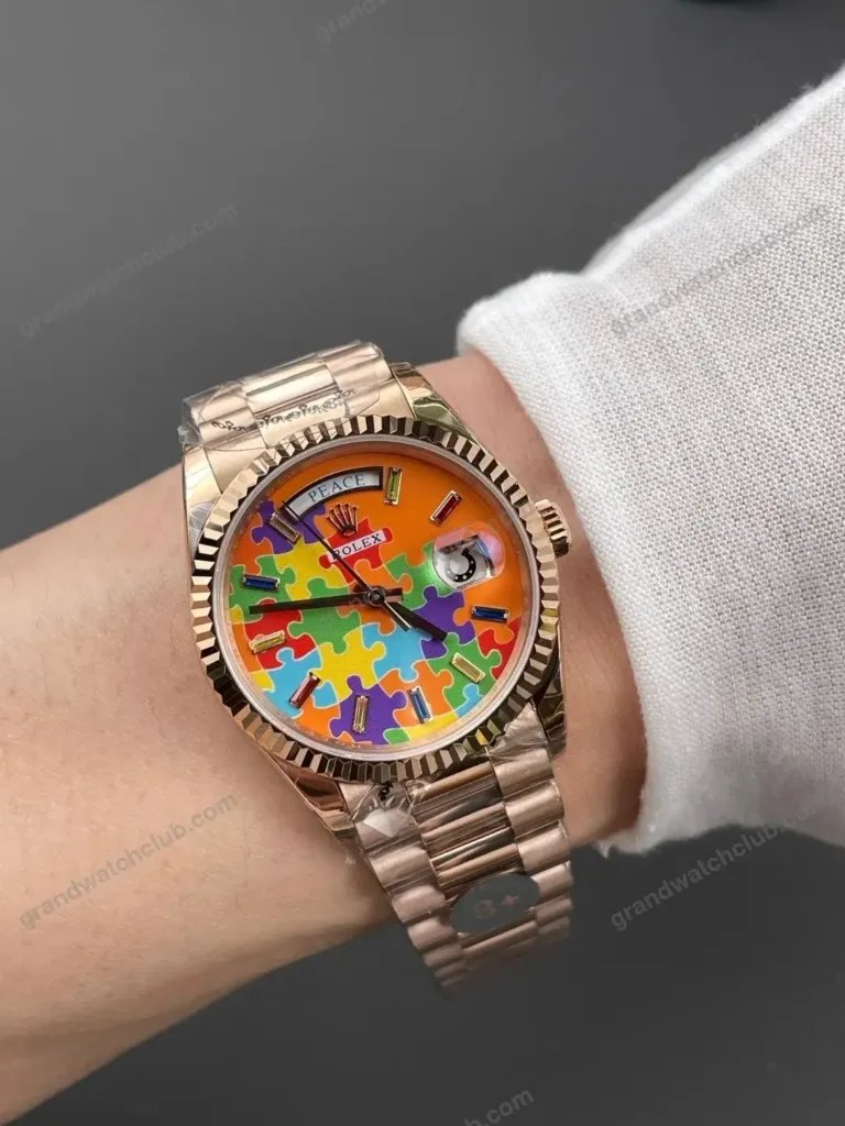 Super Clone Rolex Day-Date 36 Puzzle Dial Everose Gold 128235 President – Swiss SuperClone - photo 9