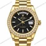 Super Clone Rolex Day-Date 40 Black Motif Dial Diamond Bezel 228348RBR President – Swiss SuperClone