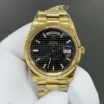 Super Clone Rolex Day-Date 40 Black Motif Dial Diamond Bezel 228348RBR President – Swiss SuperClone - photo 6