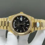 Super Clone Rolex Day-Date 40 Black Motif Dial Diamond Bezel 228348RBR President – Swiss SuperClone - photo 8