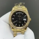 Super Clone Rolex Day-Date 40 Black Motif Dial Diamond Bezel 228348RBR President – Swiss SuperClone - photo 9