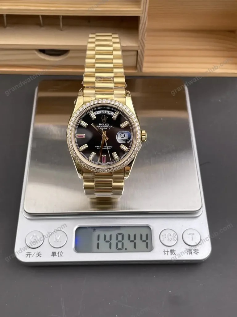 Super Clone Rolex Day-Date 40 Bright Black Diamond Dial 228348RBR President – Swiss SuperClone - photo 10