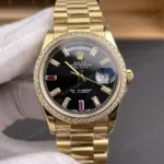 Super Clone Rolex Day-Date 40 Bright Black Diamond Dial 228348RBR President – Swiss SuperClone - photo 7