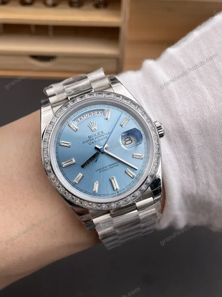 Super Clone Rolex Day-Date 40 Bright Blue Diamond Dial 228349RBR President – Swiss SuperClone - photo 1