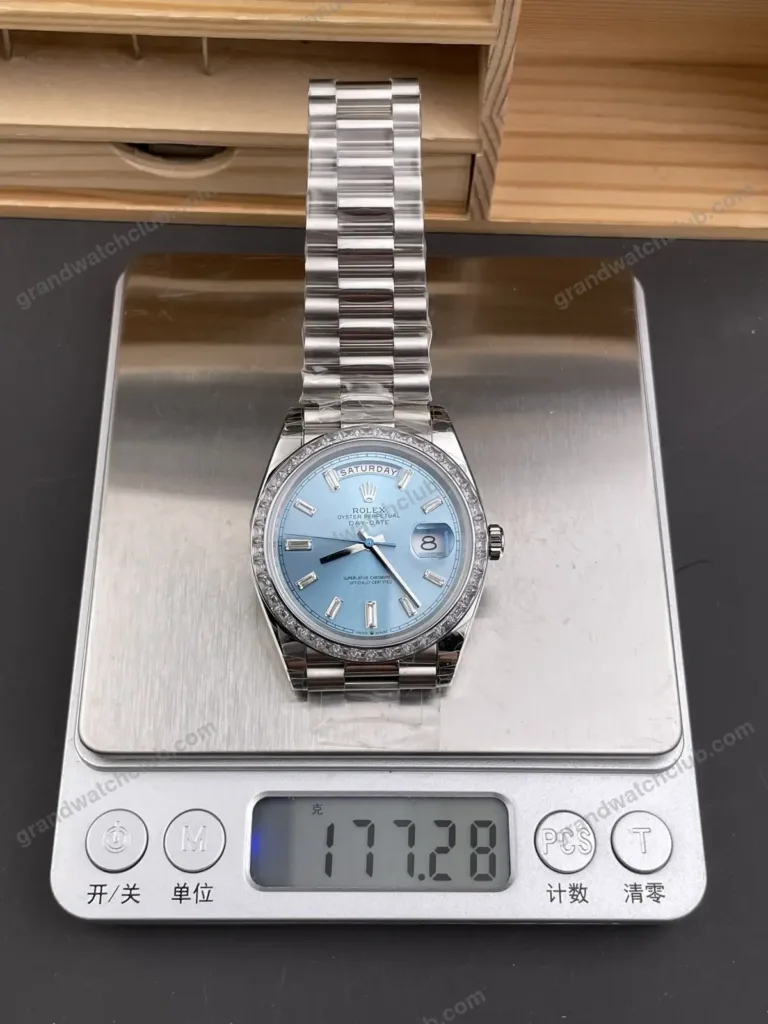 Super Clone Rolex Day-Date 40 Bright Blue Diamond Dial 228349RBR President – Swiss SuperClone - photo 10