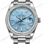 Super Clone Rolex Day-Date 40 Bright Blue Diamond Dial 228349RBR President – Swiss SuperClone