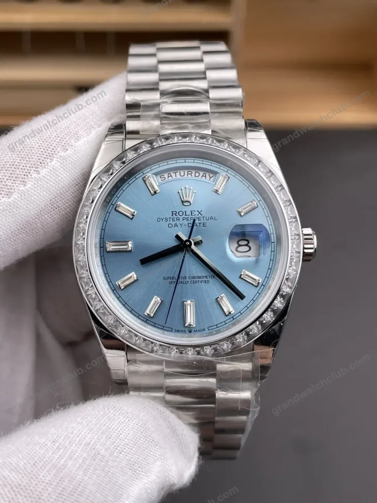 Super Clone Rolex Day-Date 40 Bright Blue Diamond Dial 228349RBR President – Swiss SuperClone - photo 7