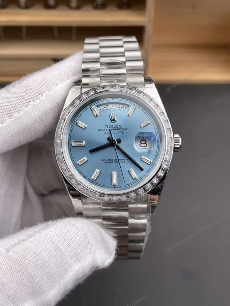 Super Clone Rolex Day-Date 40 Bright Blue Diamond Dial 228349RBR President – Swiss SuperClone - photo 9