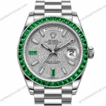 Super Clone Rolex Day-Date 40 Emerald Bezel Diamond Pavé Dial 228396TEM President – Swiss SuperClone