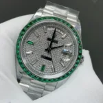Super Clone Rolex Day-Date 40 Emerald Bezel Diamond Pavé Dial 228396TEM President – Swiss SuperClone - photo 4