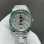 Super Clone Rolex Day-Date 40 Emerald Bezel Diamond Pavé Dial 228396TEM President – Swiss SuperClone - photo 6