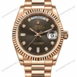 Super Clone Rolex Day-Date 40 Everose Gold Slate Diamond Dial 228235 President – Swiss SuperClone