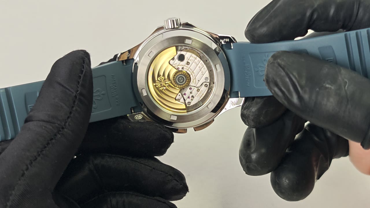 Quality control inspection of a Patek Philippe Aquanaut super clone